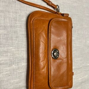 Sophia Visconti Tan Leather Wristlet